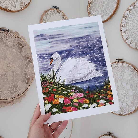 Letter Size Swan Art Print - Picture 1 of 1